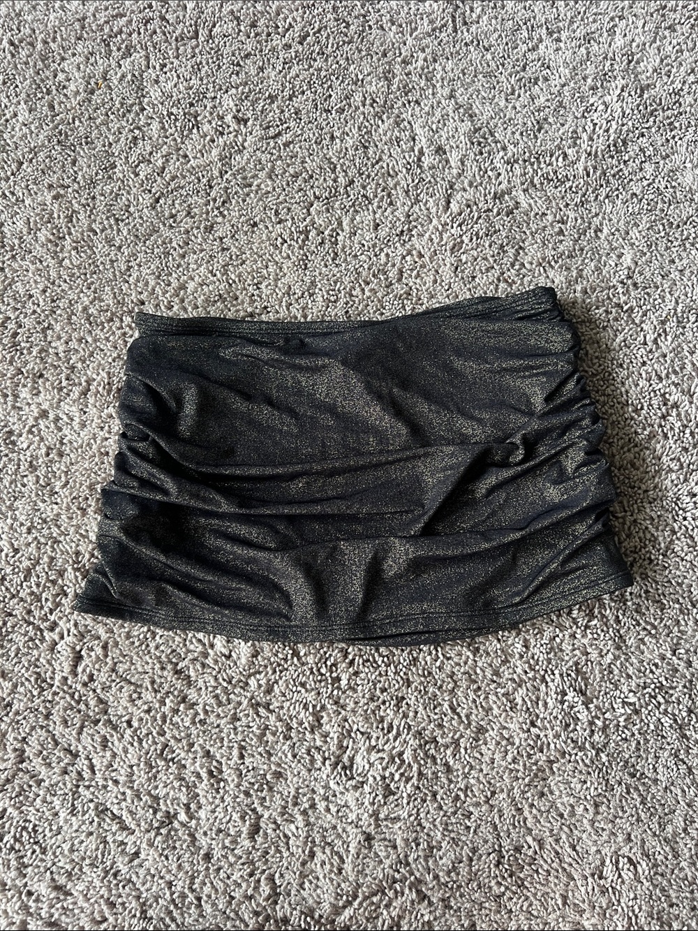 Forever 21 Metallic Gold Black Ruched Strapless Bandeau Crop Top Size Small